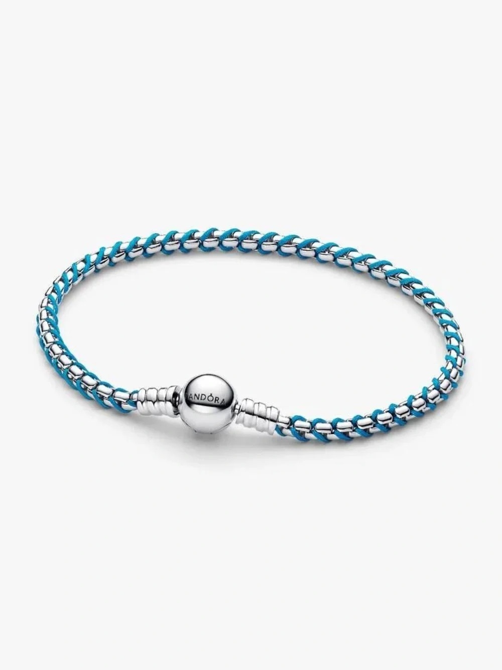 Pandora Blue Braided Cord Bracelet with Sterling Clasp